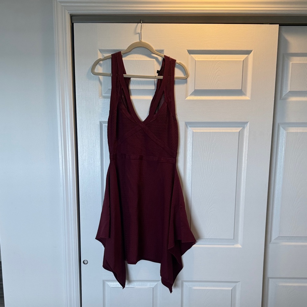Guess Asymmetrical Burgundy Dress